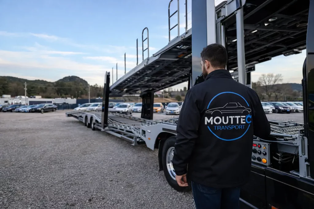 chauffeur expérimenté préparant le chargement des véhicules